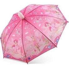 Pvc Kılıflı Peri Model Kız Çocuk Şemsiyesi, Otomatik Mekanizma