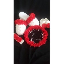 Lohusa Terlik Taç Kırmızı Incili Set