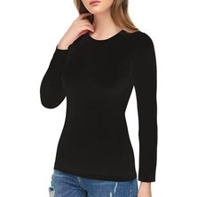 Kadın Body Siyah Bisiklet Yaka Uzun Kollu Badi