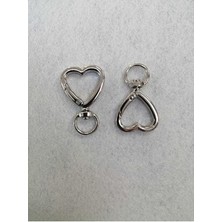 Yaylı Halka Kalp Desen - Gümüş Renk ( 1 Takım =2 Adet)