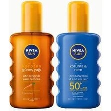 Sun Karoten Özlü Güneş Yağ Spreyi 200 ml + Koruma&nem Nemlendirici Güneş Spreyi Gkf 50+ 200 ml