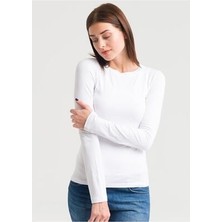 Urban Bold Kadın Body Beyaz Bisiklet Yaka Uzun Kollu Badi