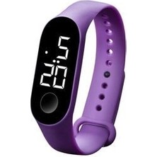 Zavira Su Geçirmez Mor Dijital LED Kol Saati Çocuklar İçin Dokunmatik Silikon Kordon