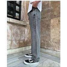 Erkek Loose Fit Baggy Fly Butter Jeans Yan Aka Cepli