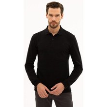 Pierre Cardin Erkek Siyah Slim Fit Polo Yaka Sweatshirt G021GL082.000.1208969