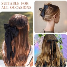 Brave Bull 10PCS Silk Satin Bow Hair Clips Long Black Ribbon Hair Clips Women Large Bow Cute Hair Clips Aesthetic Hair Accessories For Women Girls (Yurt Dışından)