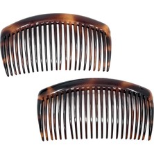 Brave Bull Side Comb Large 2-Piece Set Round Tortoise Shell Soft And Durable Cellulose Strong Fixation Women's Hair Clips Non-Slip Styling Girls Hair Accessories (Yurt Dışından)