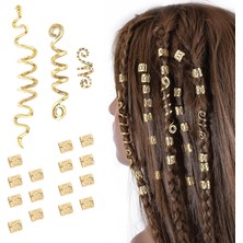 Brave Bull 18 Pieces Of Hair Accessories Loc Hair Accessories Women's Braid Long Hair Lock Beads Metal Hairpin Decoration (Various Styles) (Yurt Dışından)