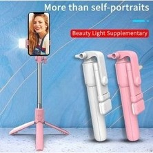 Bluetooth Lu LED Işıklı Selfie Çubuğu Uzaktan Kumandalı Yatay ve Dikey Kullanabilme Özçekim Tripod