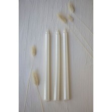 3 Lü Samdan Inci Renk Metalik Kaplama Gövde 1. Kalite Mum