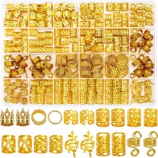 Brave Bull 220 Pieces Gold Hair Accessories For Braids Loc Women Hair Accessories Metal Gold Braid Ring Cuff Clips For Long Hair Lock Accessories Braid Decoration (Yurt Dışından)