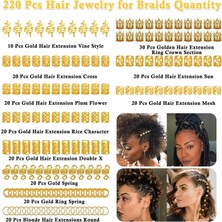 Brave Bull 220 Pieces Gold Hair Accessories For Braids Loc Women Hair Accessories Metal Gold Braid Ring Cuff Clips For Long Hair Lock Accessories Braid Decoration (Yurt Dışından)