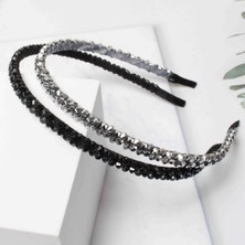 Brave Bull Pack Of Headbands For Women Girls Double Row Beaded Headbands Transparent Black Braided Narrow Headband Hair Accessories (Yurt Dışından)