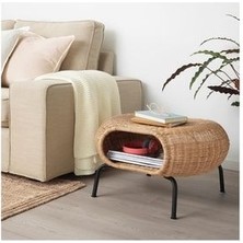 IKEA Gamlehult Tabure/sehpa, Rattan-Antrasit, Depolamalı El Yapımı Sehpa