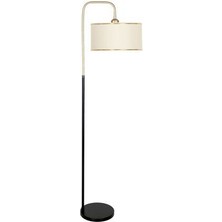 1 Potenza Eskitme Detaylı Lambader - Gold Şeritli Krem Bej E27 Metal 151-200 Tek Ayaklı