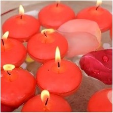 24 ‘lu Kırmızı Renk Suda Yüzen Mum