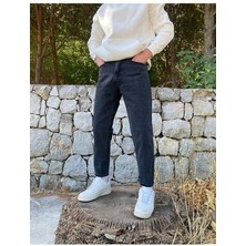 Oray Store Yıkamalı Siyah Boyfriend Pantolon Erkek Normal Bel Regular Kesim Denim Kumaş