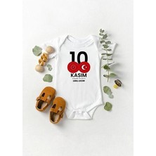 Lotus Baby Kısa Kollu %100 Pamuklu 10 Kasım Sonsuzluk Tasarımlı Bebek Body Zıbın