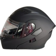 Jekai Jk-21 902 Model Güneş Vizörlü Çenededen Açılır Kask - Mat Siyah - Xl