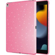 Kilifone - iPad 10.2 2021 (9.nesil) - Tablet Kılıfı Simli Parlak Görünümlü Koton Kılıf - Pembe