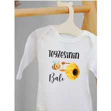Lotus Baby Uzun Kollu %100 Pamuklu Teyzesinin Balı Tasarımlı Bebek Body Zıbın