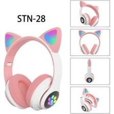 Rainwork Kedi Kulaklık 5.0 Akıllı Rgb LED Detaylı Bluetooth Kablosuz Kulaklık Çocuk Oyuncu