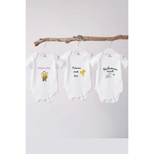 Naive Baby %100 Pamuklu Bebek Body - 3'lü Hala Set - Bebek Zıbın Badi