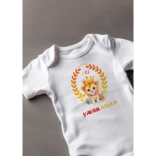 Lotus Baby Kısa Kollu %100 Pamuklu Yavru Aslan Tasarımlı Bebek Body Zıbın