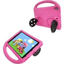 noktaks - Apple iPad 10.2 (8.Nesil) - Tablet Kılıfı Wheel Car Tekerlek Standlı Tablet Eva Silikon Kılıf - Mor