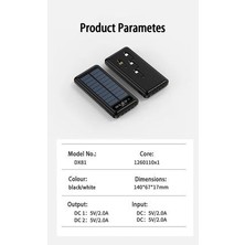 20000 Mah Solar Powerbank Güneş Enerjili USB Çıkışlı Kablolu LED Işıklı Taşınabilir Şarj