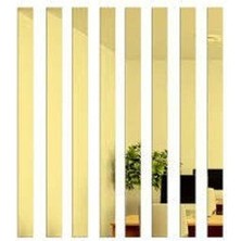 Dekoratif Şerit Gold Ayna Pleksi 5 Adet Duvar Süsü 2.5×100CM ( Yapışkanlı )