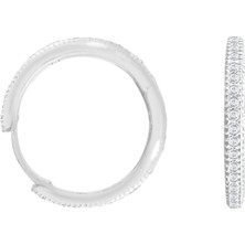 Shiny Spectra Orta Boy Halka Huggie Zirkon Taşlı 925 Ayar Gümüş Halka Küpe Beyaz Renk