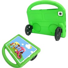 Noktaks - Samsung Galaxy Tab A7 10.4 T500 2020 - Tablet Kılıfı Wheel Car Tekerlek Standlı Tablet Eva Silikon Kılıf - Yeşil