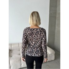 Undeka Store Kadın Sandy Kumaş Luxury Leopar Desenli Şık Bluz