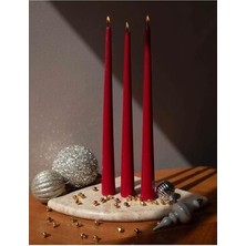 3 Lü Şamdan Mum Kırmızı Renk Mum