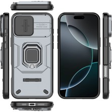 Eabhulie iPhone 16 Pro Için Slide Lens Koruma Kılıfı Hibrit Dayanıklı Halka Destekli Telefon Kılıfı - Gri (Yurt Dışından)