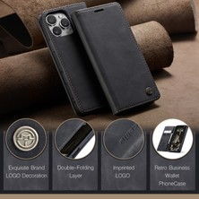 Eabhulie iPhone 16 Pro Max Için Retro Pu Deri Cüzdan Flip Standlı Telefon Kılıfı - Siyah (Yurt Dışından)