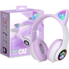 Kablosuz Kedi Kulağı Detaylı Bluetooth Kulaklık Işıklı Rgb Çocuk Oyuncu Kulaklık