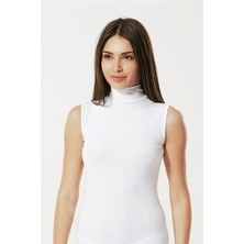 Balıkçı Yaka Beyaz Kolsuz Body