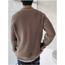 Erkek Oversize Örme Tiriko Kazak Pısiklet Yaka Balıkçı Boğazlı Kazak