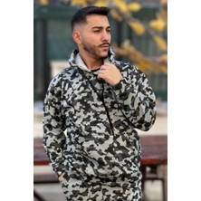 Erkek Kapşonlu Unisex Kamuflaj Sweatshirt Hoodie Oversize