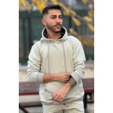 Erkek Kapşonlu Unisex Gri Sweatshirt Hoodie Oversize