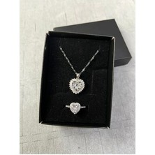 Jüpiter Home Gümüş Rodyumlu Pırlanta Modeli Zirkon Taşlı Kalp Kolye Pandora,m Ciddi Ilişki Yüzügü