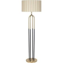 Houston Eskitme  Mat Gold Detaylı Metal Lambader - Krem Kırma