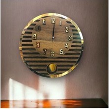 STE Desing Yuvarlak Model Modern Sarkaclı Duvar Saat, Ahşap Duvar Saati, Duvar Saati, Sarkaclı Saat, Wall Clock