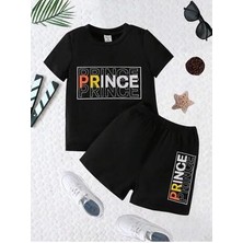 Prince' Baskılı Tişört-Şort Takımı