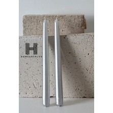 Metalik Gümüş Renk 2 Li Şamdan Mum (Çap 2.2 Boy 25CM)