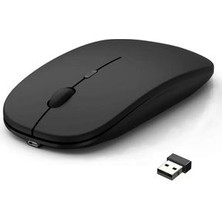 Şarjlı Mouse 2.4ghz USB Wireless ve Bluetooth Lu Sessiz Mat Siyah