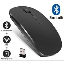 Şarjlı Mouse 2.4ghz USB Wireless ve Bluetooth Lu Sessiz Mat Siyah