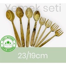 Ceren Wooden Zeytin Ağacı 8 Parça Yemek Seti Handmade Ahşap Kaşık Çatal Tahta Kaşık Çatal